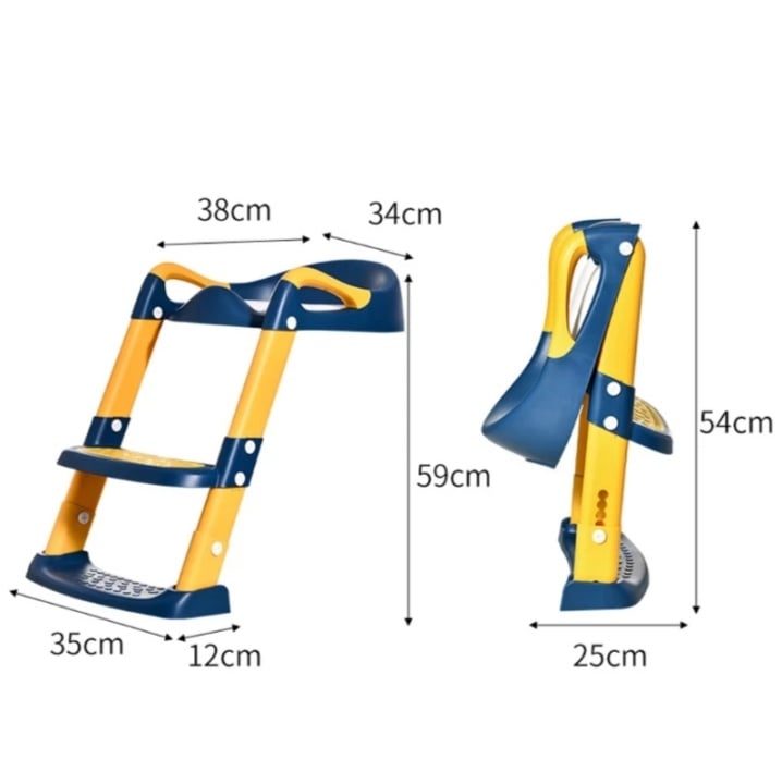 Potty Training Toilet Seat with Step Stool Ladder Blue and Yellow