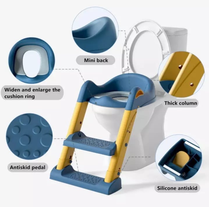 Potty Training Toilet Seat with Step Stool Ladder Blue and Yellow With Free Lilliput Smart Book