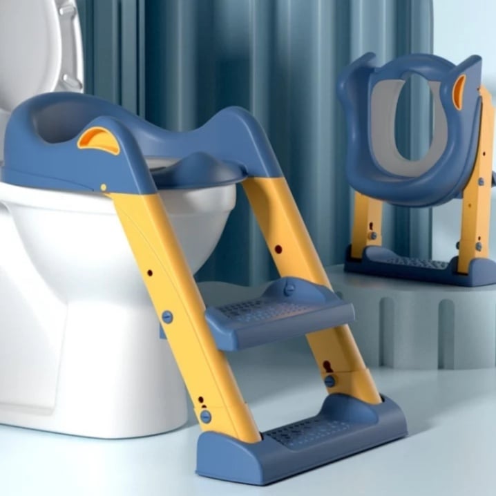 Potty Training Toilet Seat with Step Stool Ladder Blue and Yellow