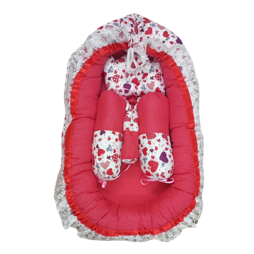 Baby Carry Nest with Mosquito Net Red 9 Pcs Set