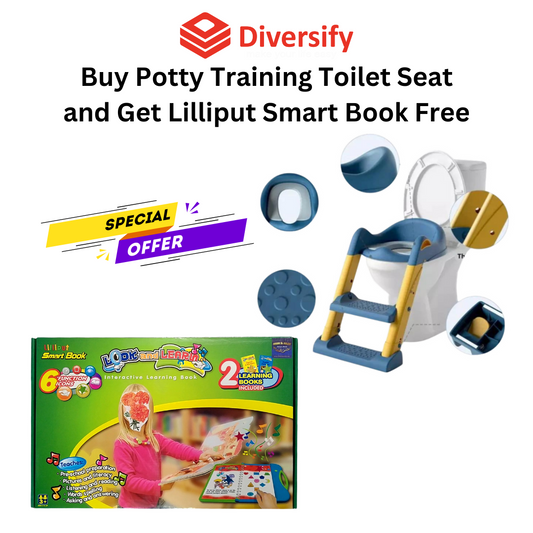 Potty Training Toilet Seat with Step Stool Ladder Blue and Yellow With Free Lilliput Smart Book